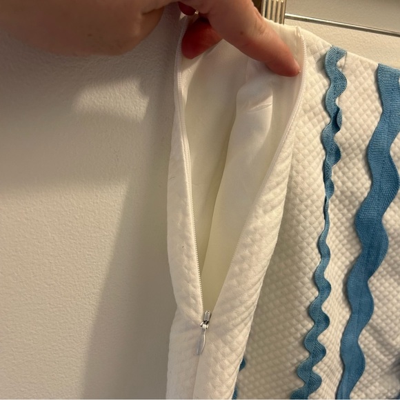 J. McLaughlin Skirt 6 Bric Brac Trim blue white quilted - Picture 7 of 10